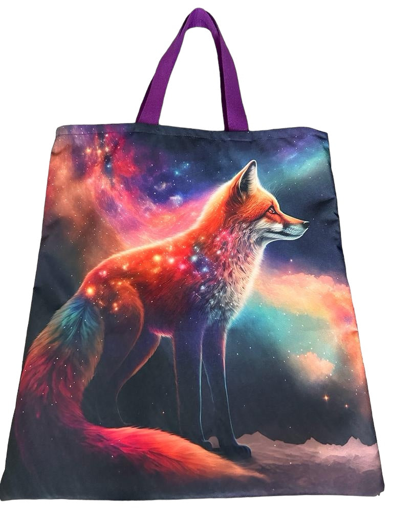 Water Resistant Reusable Handmade Shopping Tote Bag featuring The Night Fox
