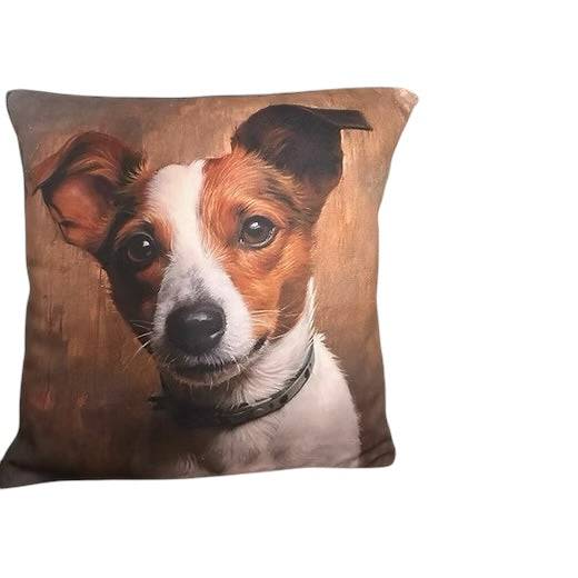 Jack Russell Love: Handmade Cotton Drill Cushion - Smaller Size