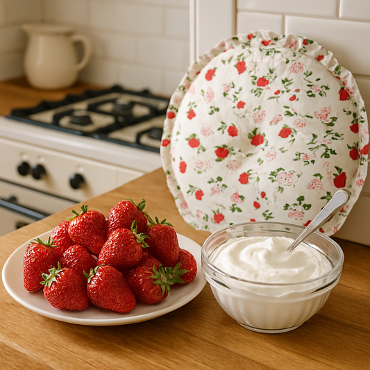 Cottage Style Round Filled Cushion Handmade Summer Strawberries Button-Chair/Stool Pad  Comfy & Quirky NEW!